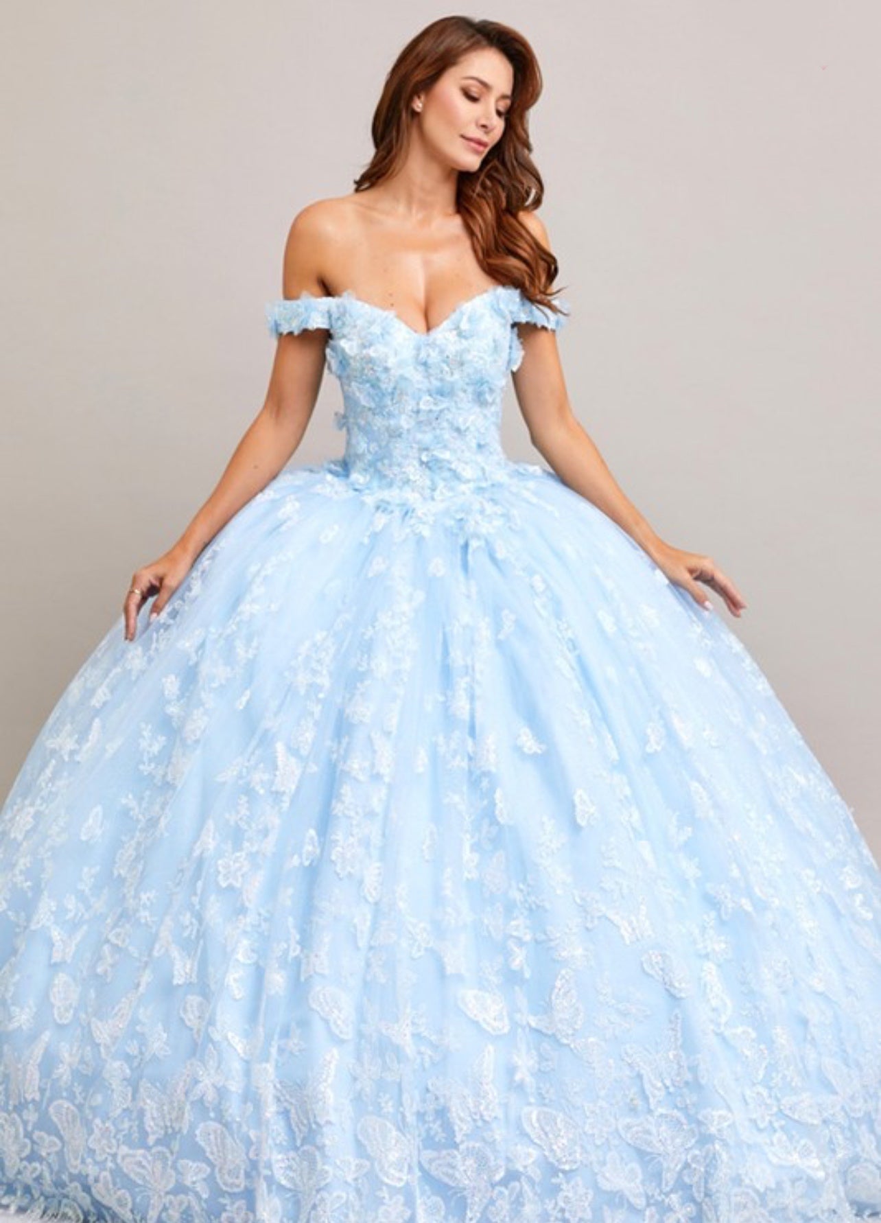 Ethereal Off-Shoulder Butterfly Glitter Gown