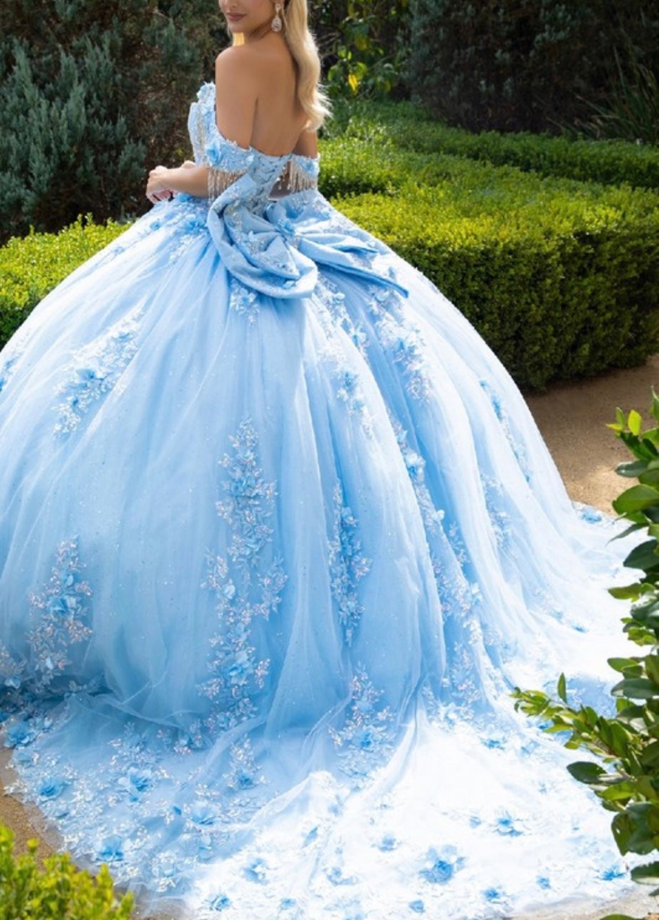 Chandelier jewels off-shoulder ball gown