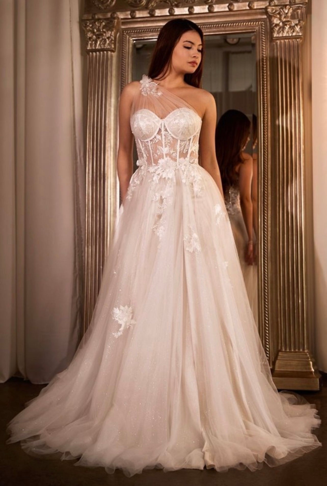 One Shoulder A-line Bridal Dress