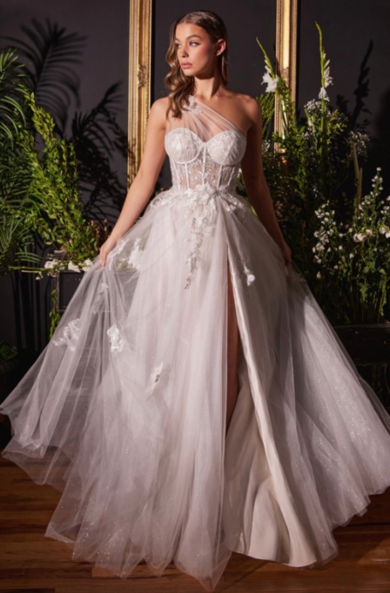 One Shoulder A-line Bridal Dress