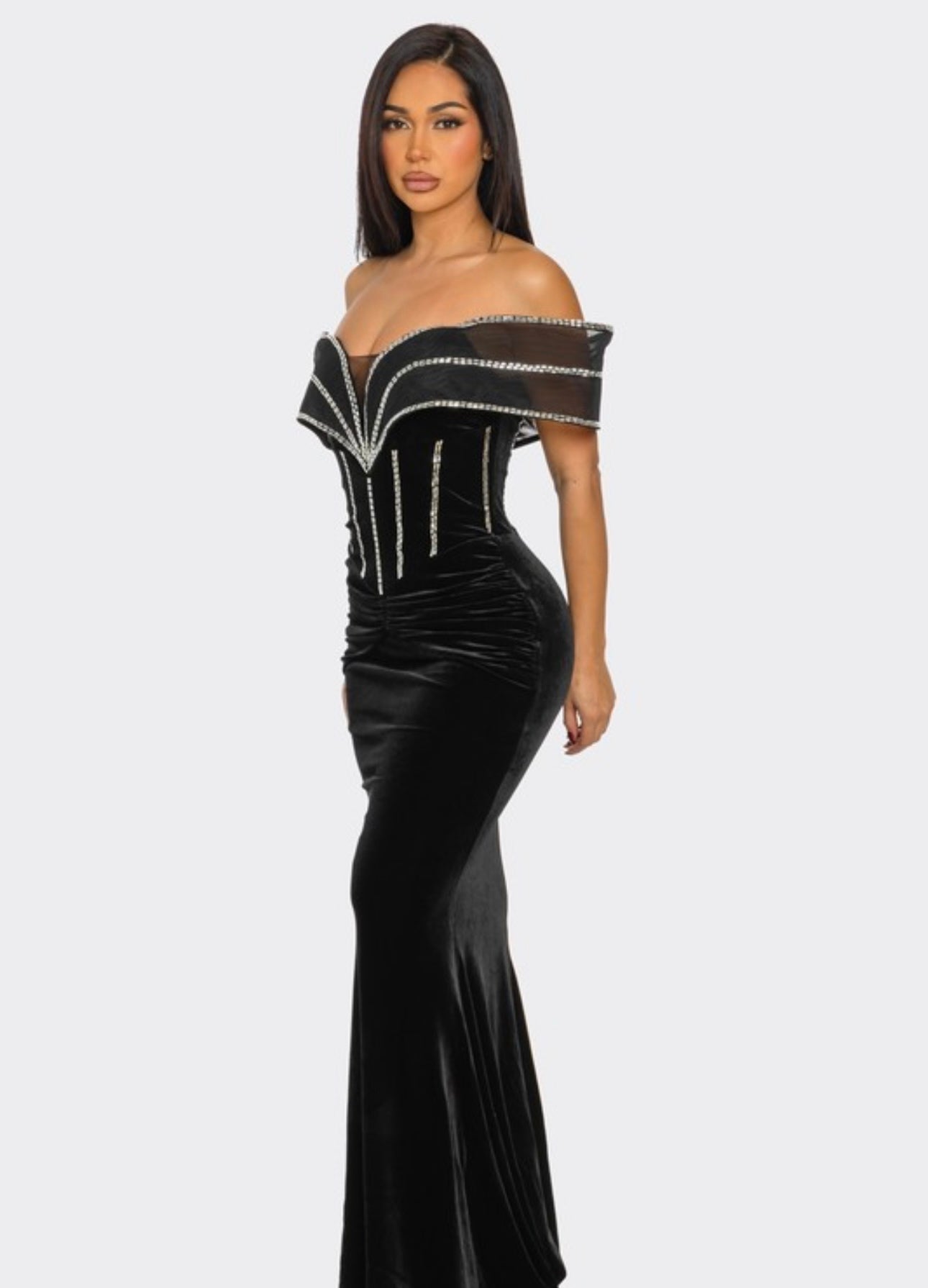 Backless Heart-shaped Rhinestone Mixi Dress