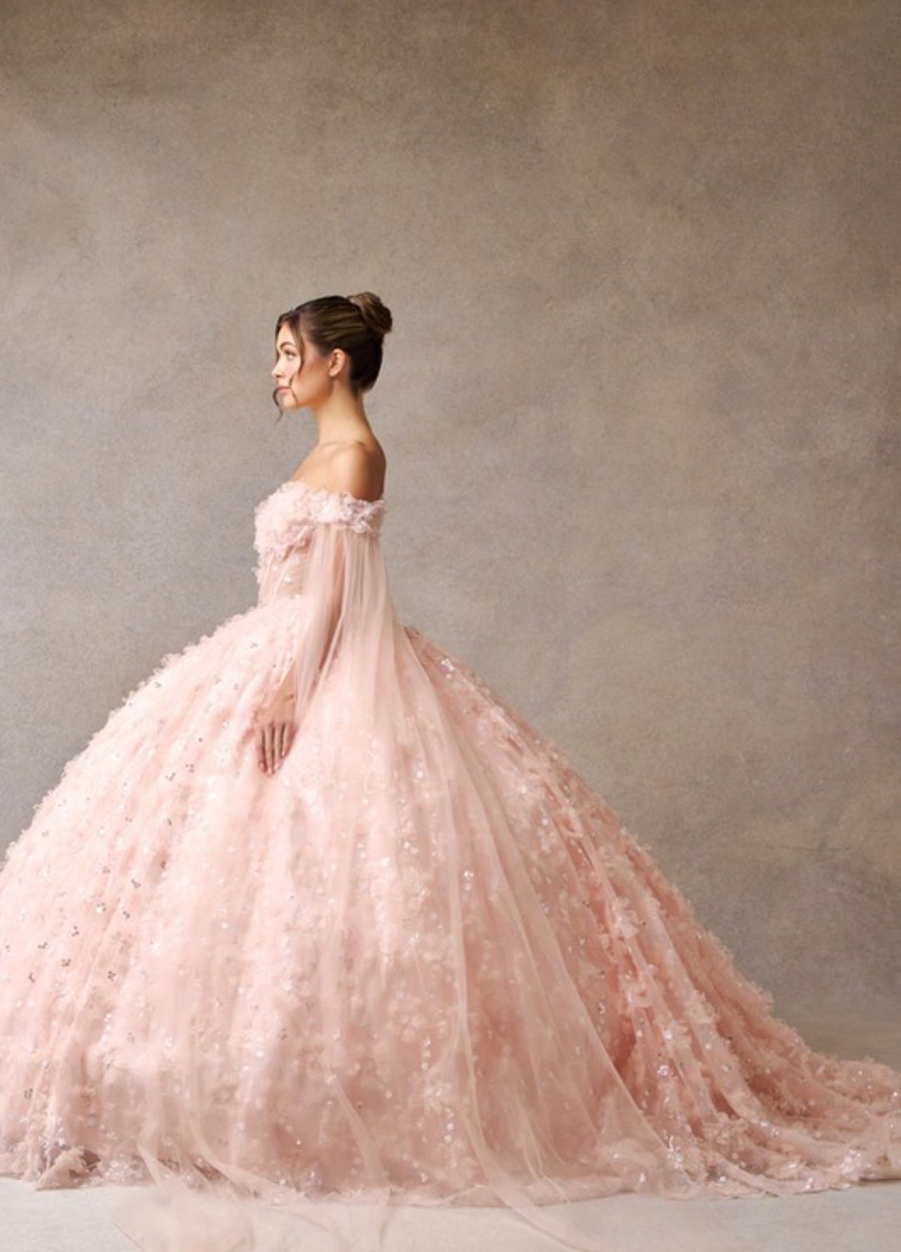 Off Shoulder Cape Sleeve Quinceanera Ball Gown