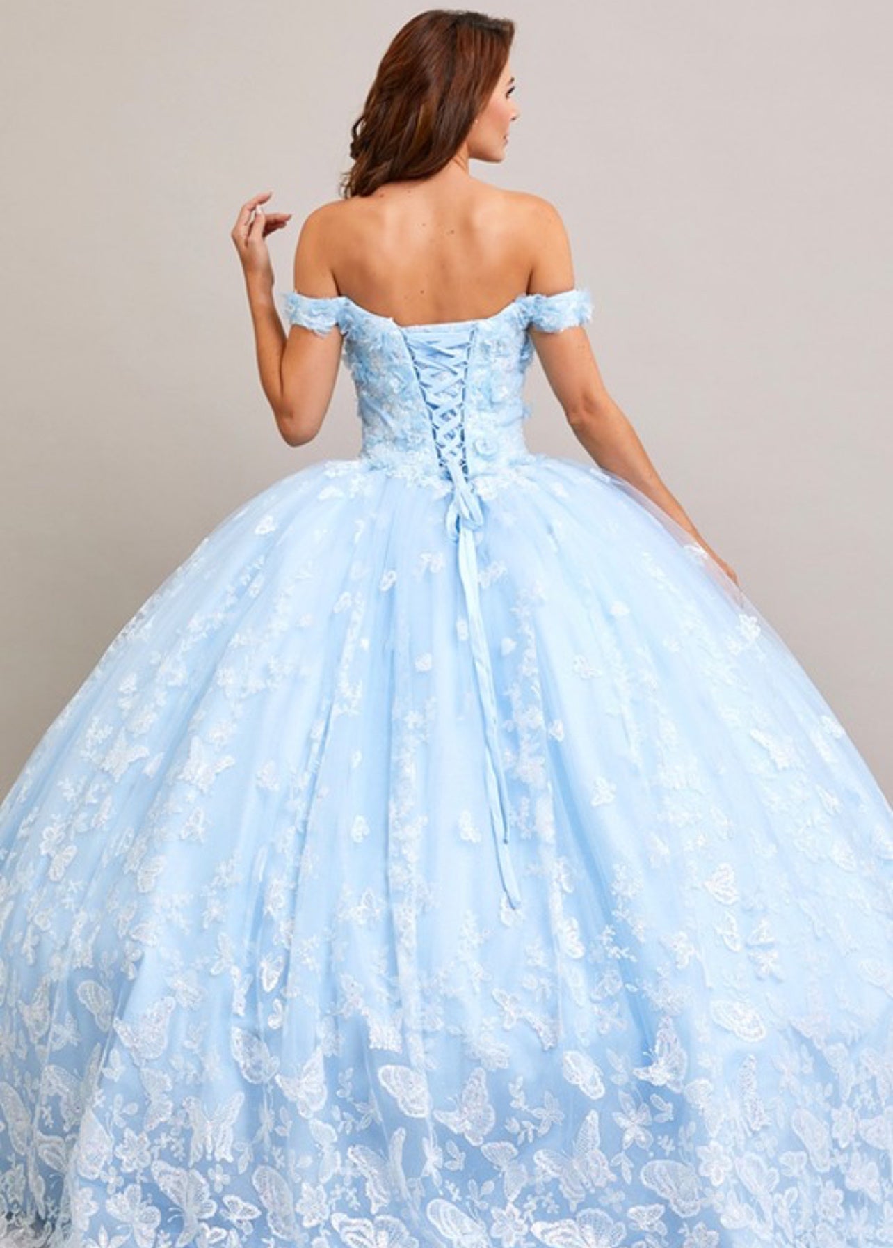 Ethereal Off-Shoulder Butterfly Glitter Gown