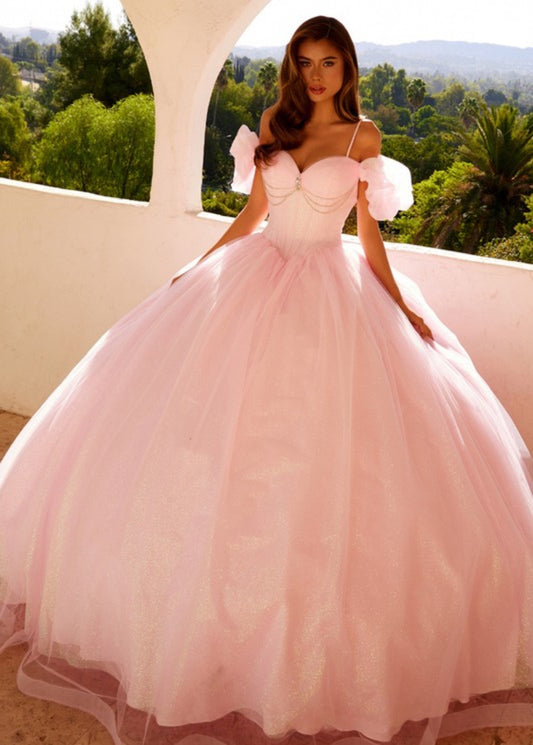 Sweetheart Off Shoulder Puff Sleeve Ball Gown