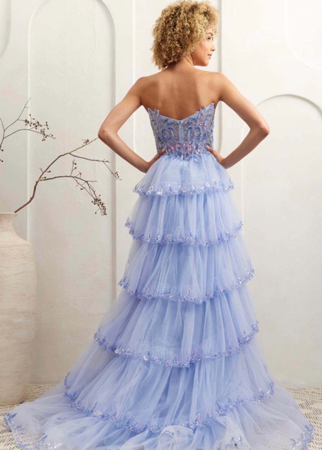 Sleeveless Strapless Bustier Corset A-Line Gown