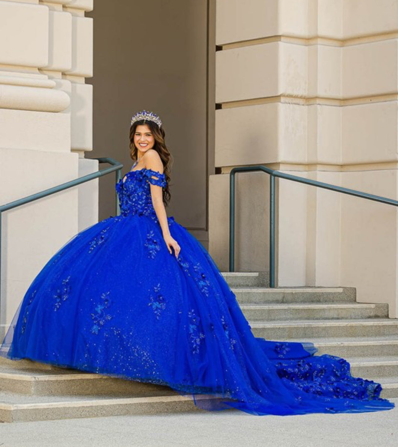 Long Train Off Shoulder Gown