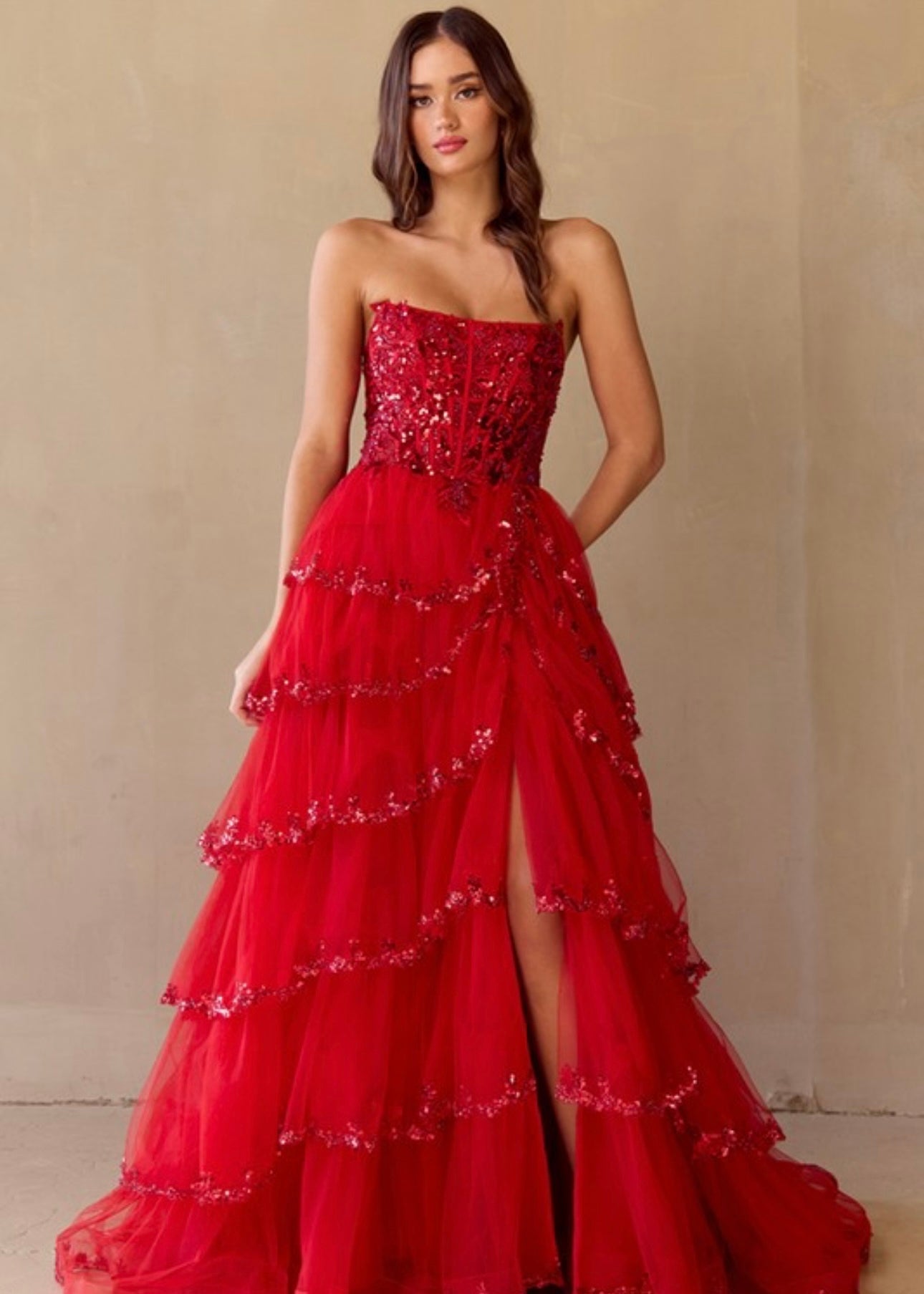 Sleeveless Strapless Bustier Corset A-Line Gown