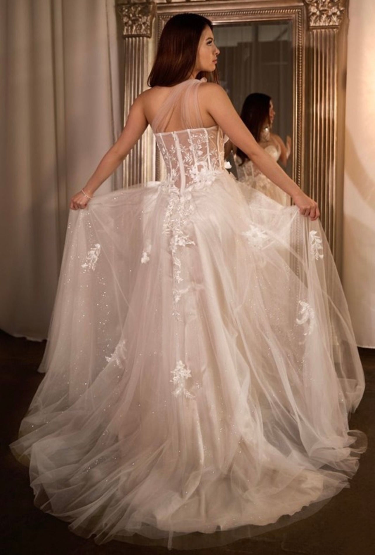 One Shoulder A-line Bridal Dress