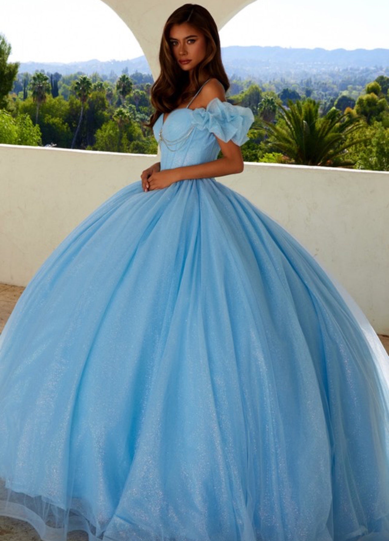 Sweetheart Off Shoulder Puff Sleeve Ball Gown